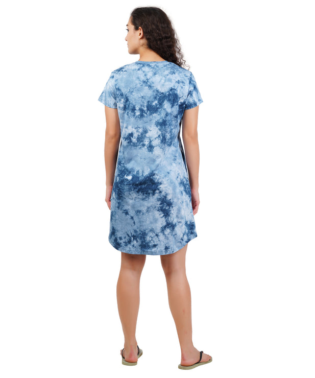 Women's Navy Tie & Dye Sleepdress - Classic & Comfortable Nightwear