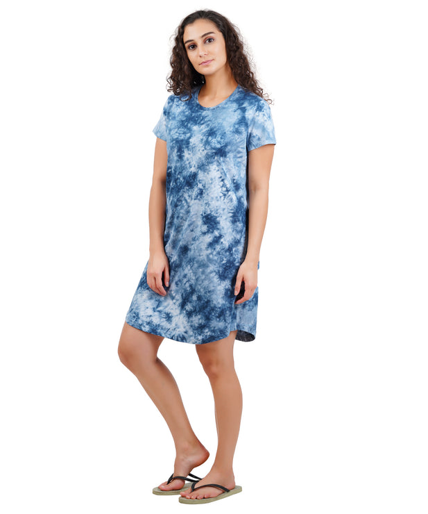 Women's Navy Tie & Dye Sleepdress - Classic & Comfortable Nightwear