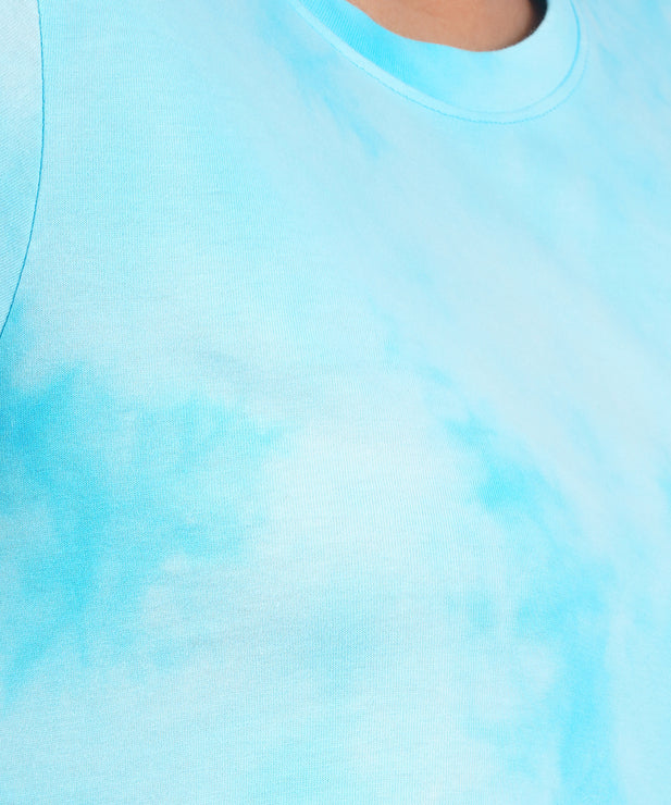 Women's Ice Blue Tie & Dye Sleepdress - Serene & Comfortable Nightwear