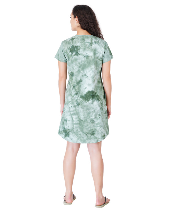 Women's Green Tie & Dye Sleepdress - Fresh & Comfortable Nightwear