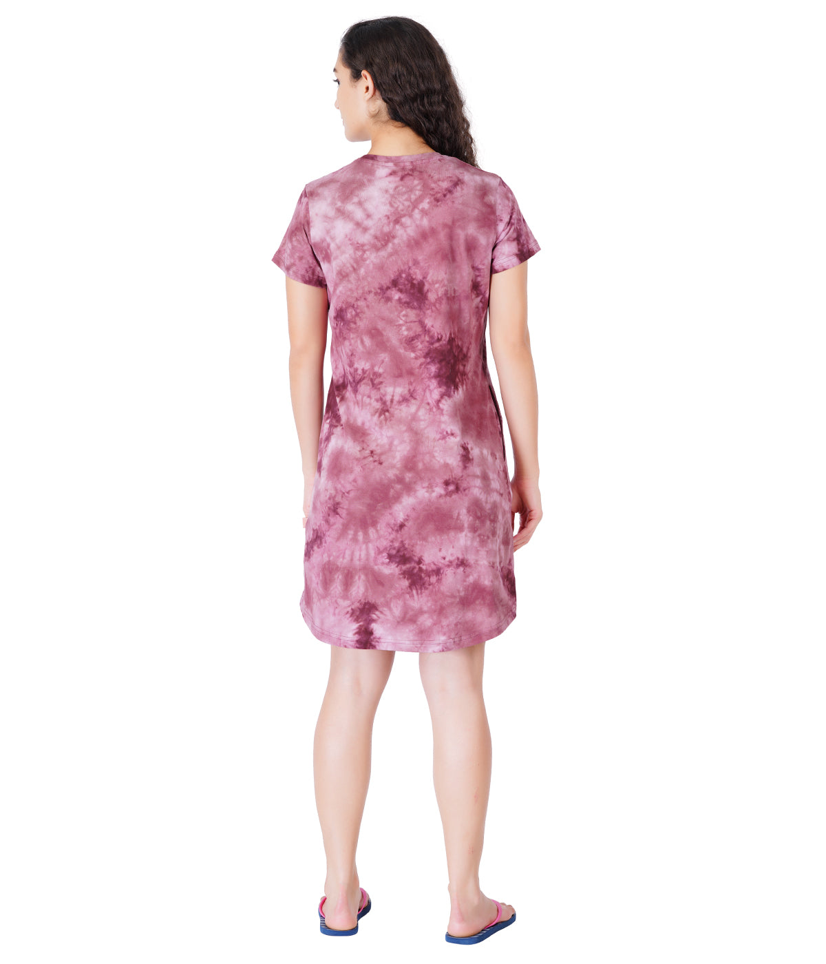 Women's Cherry Wine Tie & Dye Sleepdress - Elegant & Comfortable Nightwear