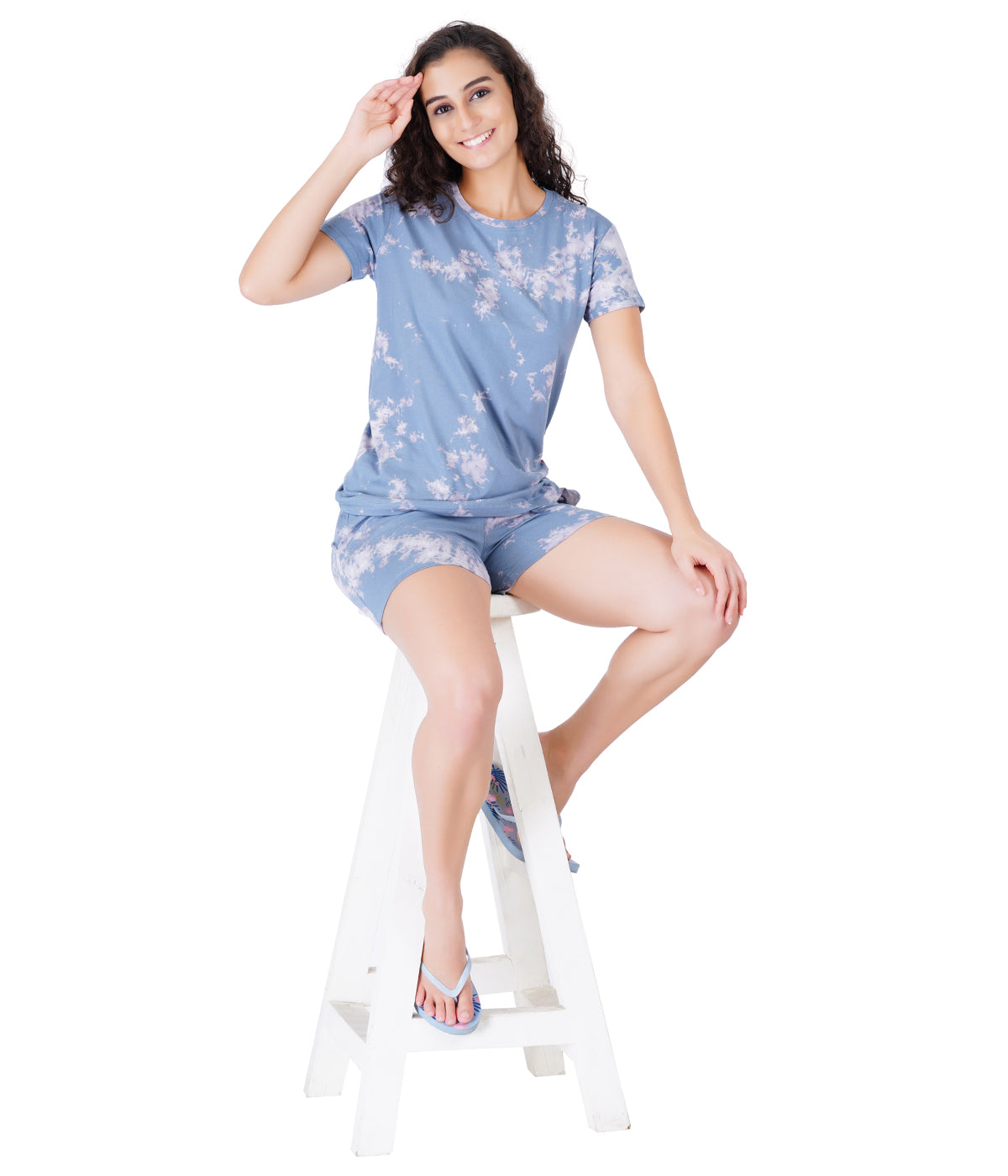 Women's Grey Cotton Shorts Set - Comfortable Leisurewear